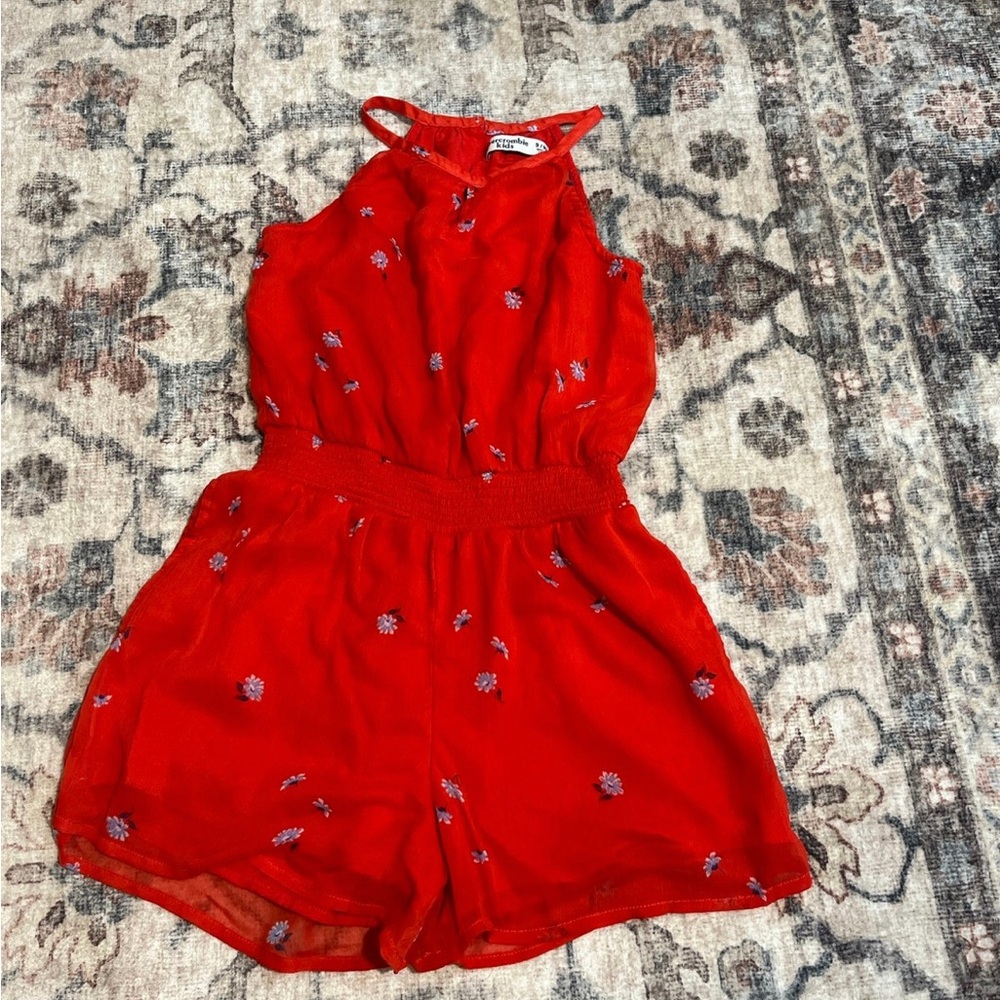 abercrombie kids Red Floral Halter Romper